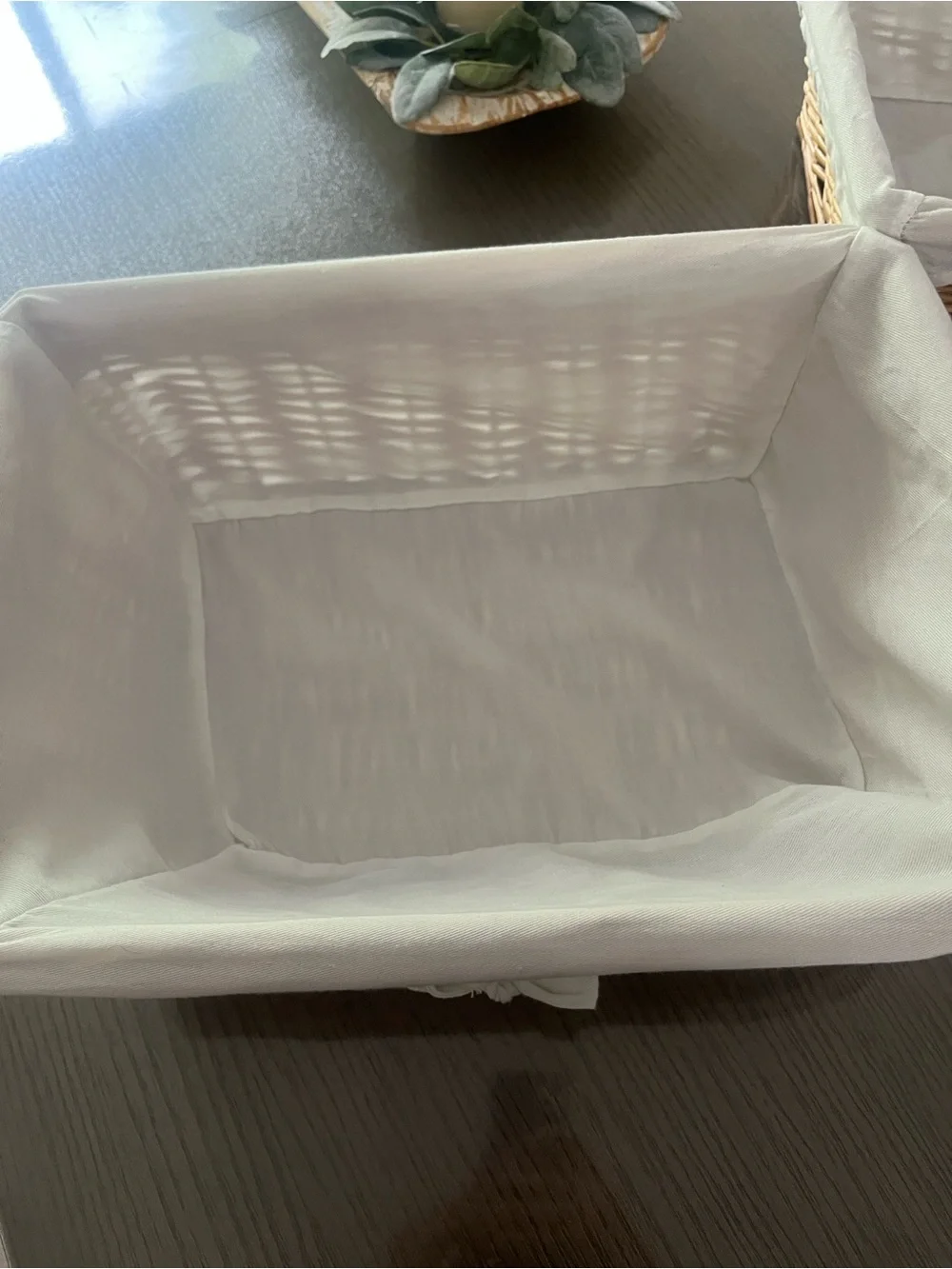 Woven Tree Rectangular Storage Basket with White Liner EUC Large